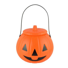 (Orange)Halloween Pumpkin Bucket Treat-or-Trick Candy Box Party Props Festive Atmosphere Enhancer Fun