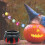 (A)Halloween Candy Bucket Decoration Handheld Witch Cauldron Black Plastic Pot Flame Barrel with Handle 5