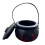 (A)Halloween Candy Bucket Decoration Handheld Witch Cauldron Black Plastic Pot Flame Barrel with Handle 1