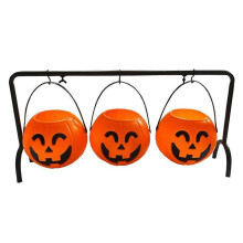 (Yellow)3 Pack Halloween Witch Cauldron with Rack Trick or Treat Candy Bowls Halloween Treat Holder