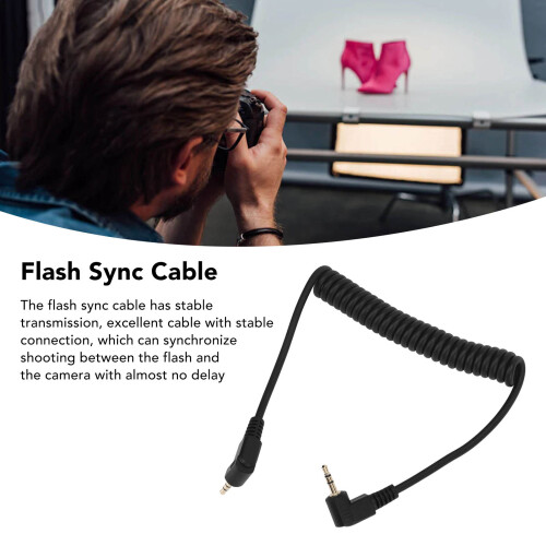2.5mm Male Coiled Flash Sync Cable for Olympus EM Series DSLR 1m 2