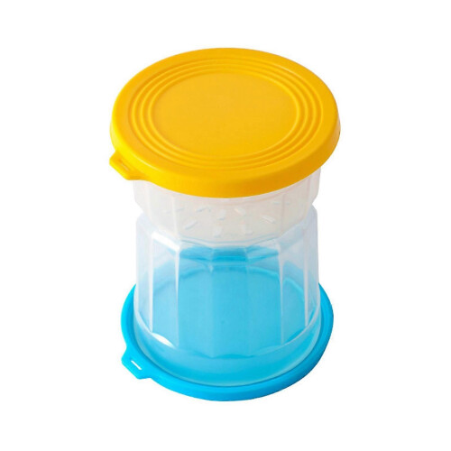 (Yellow  Blue mixed)Airtight Glass Kimchis Jar With Nonslip Base Functional Upsides Down Storage Solution