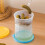 (Yellow  Blue mixed)Airtight Glass Kimchis Jar With Nonslip Base Functional Upsides Down Storage Solution 5