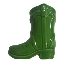 (High Gloss)Cowboy Boots Match Holder with Lighter Bohemian Style Ceramic Match Jar Fireplace Kitchen