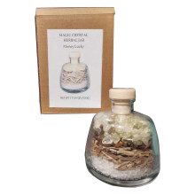 (Energía de la riqueza) Pequeña botella mágica de bruja, frasco de cristal de piedra triturada para