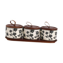 (3 Ceramic Jars)Ceramic Jar Home Countertop Pantry Food Storage Jar for Sugar Pet Treat Rice 1 Ceramic