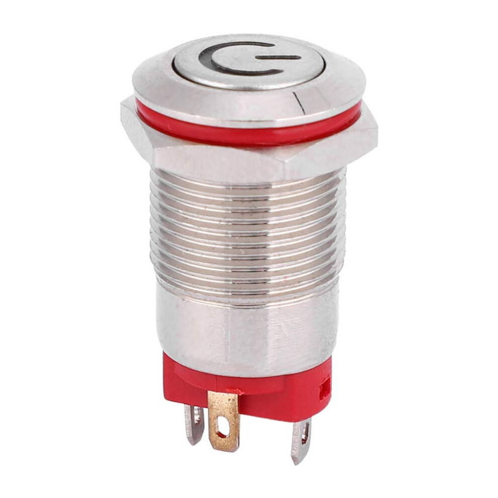 12Mm Metal Power Switch, Ip66 Ik09, Led Indicator, Impact-Resistant, Self-Locking, Harsh-Environment, 9-30V, Red 6482260466002