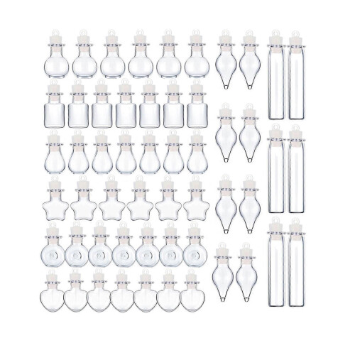 (Suit 4B)Mini Clear Glass Bottles Jars with Cork Stoppers Set for Creative Projects and Handmade Crafts