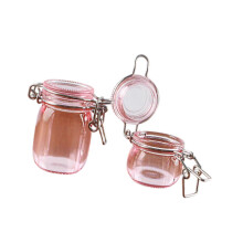 (pink)1/6 Miniature Storage Jar Dollhouse Storage Jar for 6 inch Doll Garden Decor clear