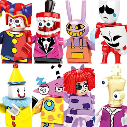 Lot de 8 mini-jouets d'action numériques de cirque, figurines d'action, blocs de construction, cadeaux