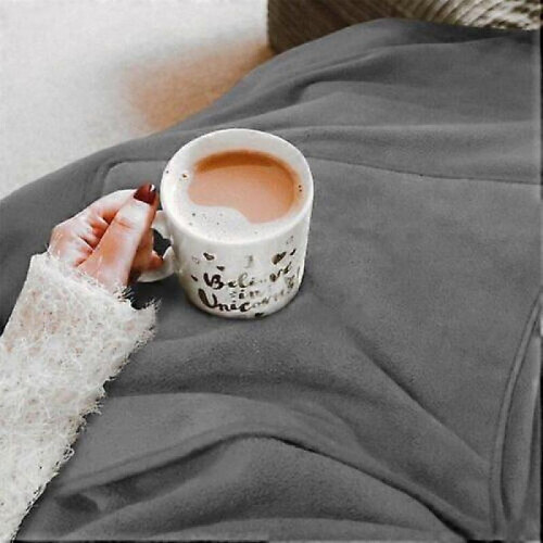 (Gray) Queen Size USB Electric Heated Blanket Plush Throw Warm Soft Comfortable Timer 1