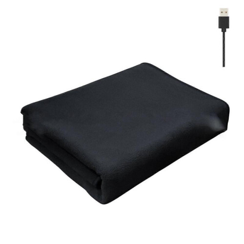 (Black) Queen Size USB Electric Heated Blanket Plush Throw Warm Soft Comfortable Timer