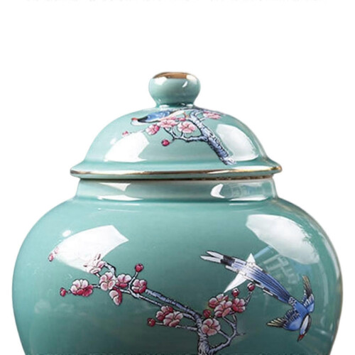 (Large)Ceramic Ginger Jar, Chinese Style Storage Container Floral Arrangement Tea 2
