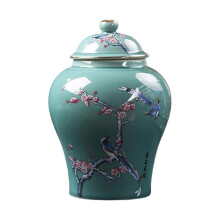 (Small)Ceramic Ginger Jar, Chinese Style Storage Container Floral Arrangement Tea