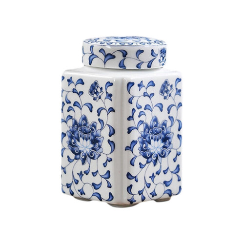 (Blue White)Porcelain Temple Jar Decorative Flower Vase Blue White 2