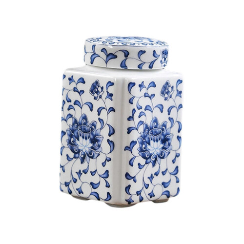 (Blue White)Porcelain Temple Jar Decorative Flower Vase Blue White 1