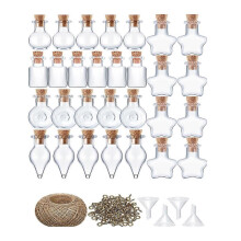 (Set three)Elegant Mini Glass Wishing Bottles Jars with Cork Stoppers Set for Storing Dream DIY Crafts