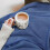 (Navy Blue) Queen Size USB Electric Heated Blanket Plush Throw Warm Soft Comfortable Timer 3