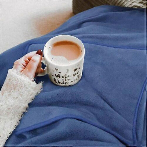 (Navy Blue) Queen Size USB Electric Heated Blanket Plush Throw Warm Soft Comfortable Timer 2