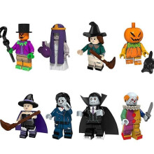 8 stücke Halloween Kürbis Mann Hexe Clown Vampire Kinder Montiert Bausteine Minifigur Spielzeug