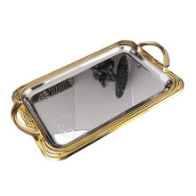 (37,5 x 24 x 4,2 cm) Bandeja decorativa para servir, bandeja para mesa de café, organizador de baño,