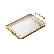 Bandeja de maquillaje de estilo nórdico (dorada), organizador de encimera de baño, joyas y perfumes.
