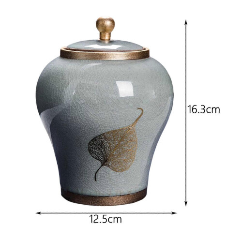 (Gray )Creative Porcelain Ginger Jar Decorative Vase Sealed Storage Tank for Coffee 1