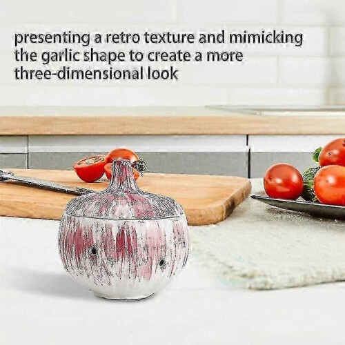 (Red)Ceramic Garlic and Ginger Storage Jar with Lid 2