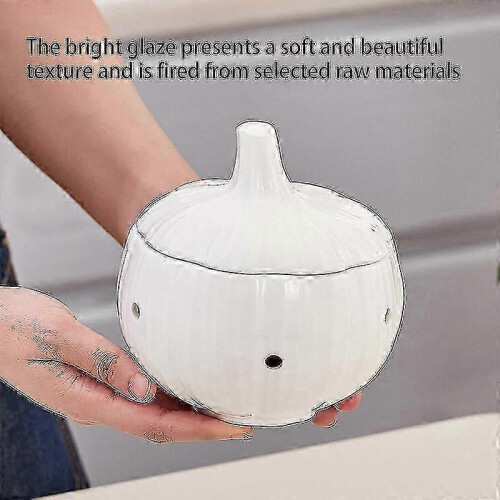 (White)Ceramic Garlic and Ginger Storage Jar with Lid 1