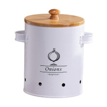 (White Medium)Tin Potato Onion Garlic Storage Container - Kitchen Pantry Organizer Canister with Lid