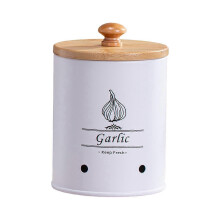 (White Small)Tin Potato Onion Garlic Storage Container - Kitchen Pantry Organizer Canister with Lid