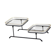 (transparente) Soporte clásico para cupcakes cuadrado reutilizable de 2 capas para servir en fiestas