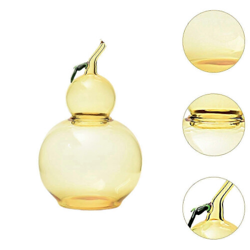 (clear yellow)Lidded Candy Storage Jar, Decorative Gourd Container for Kitchen Home Office Party Display 2