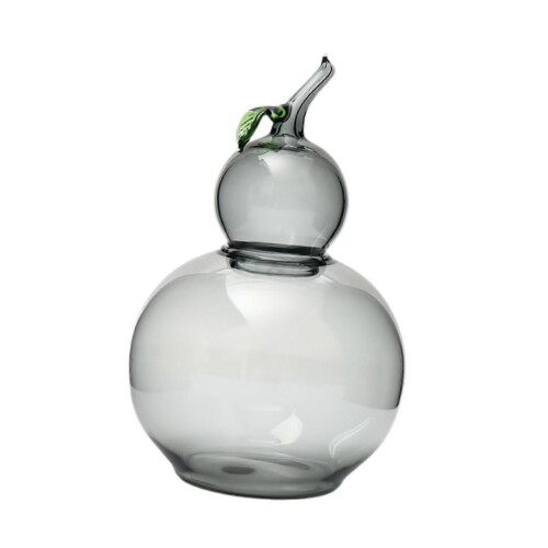 (clear grey)Lidded Candy Storage Jar, Decorative Gourd Container for Kitchen Home Office Party Display