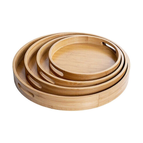 Bandeja redonda de madera de bambú (30 cm) 2