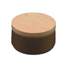 (Golden)2025 Candle Jar Practical Portable Wood Lid Black Elegant Cosmetic Pot for Coffee