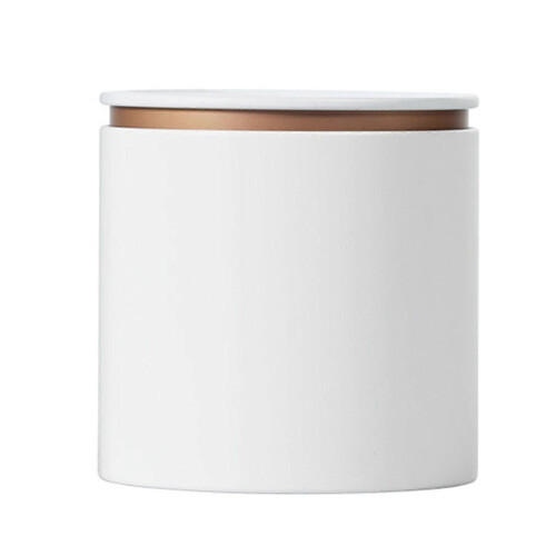 (small-White)Elegant Tea Stash Jar Durable Metal Container for Herbs Storage Loose Tea Coffee Storage