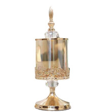 (L)Elegant Vintage European Candy Jar with Lid Transparent Storage Container Living Room Storage Decoration