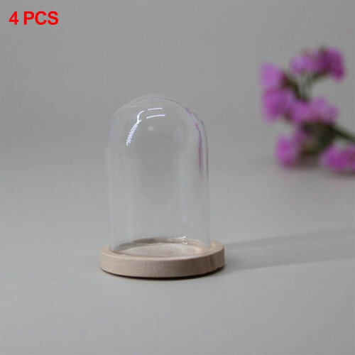 (2 Pcs)2-5pack 4Pcs Transparent Glass Cloche Dome Container W/ Lid for Decor Office 2