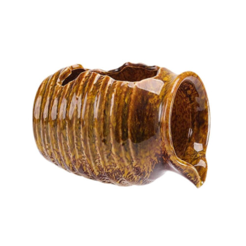 (Yellow)Decorative Ceramic Jar Waterfall Desktop Water Fountain Jar Circulating Water 1