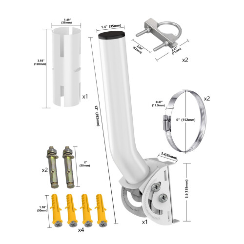Stainless Steel Adjustable J Pole Mount Kit for Starlink Universal Fit 1