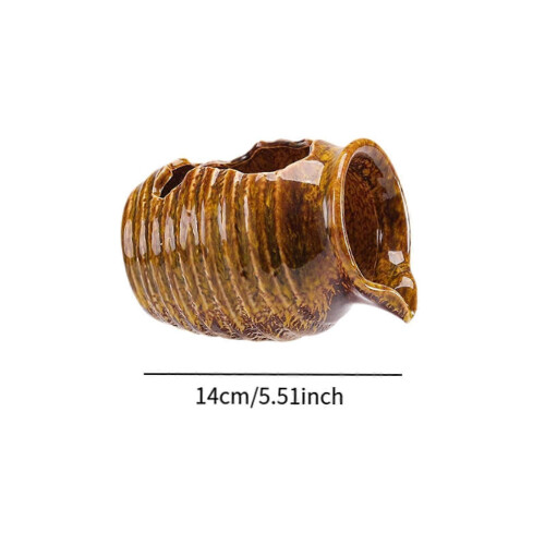 (Yellow)Fountain Jar Cave Decorative Ceramic Jar Waterfall Desktop Water Fountain Jar 2