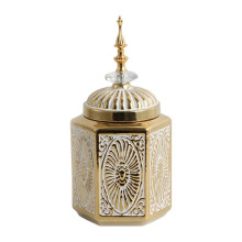 (S)Porcelain Ginger Jar Storage Pot Ceramic Tea Canister Tin Gift Ornament Temple