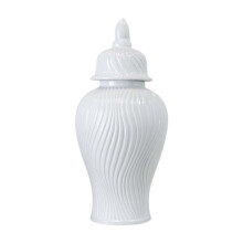 (White)Ceramic Ginger Jar Storage Jar Ornament Organizer Ceramic Flower Vase Decorative