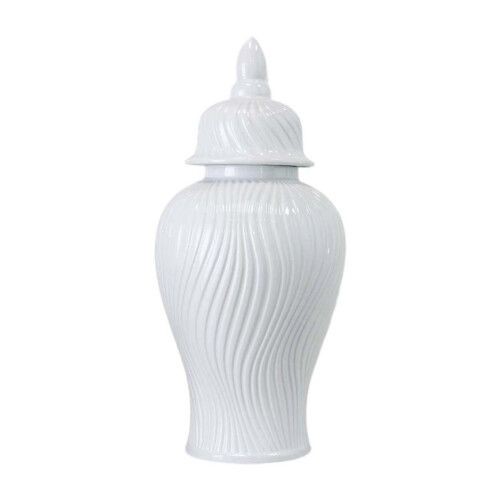 (White)Ceramic Ginger Jar Storage Jar Ornament Organizer Ceramic Flower Vase Decorative