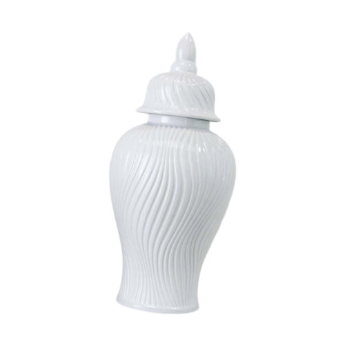 (White)Ceramic Ginger Jar Storage Jar Ornament Organizer Ceramic Flower Vase Decorative 2