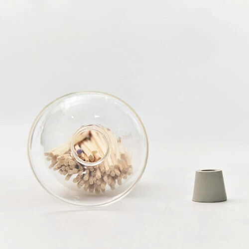 (M)Glass Match Cloche Jar Match Holder Multiuse Storage Container Fireplace Match 2