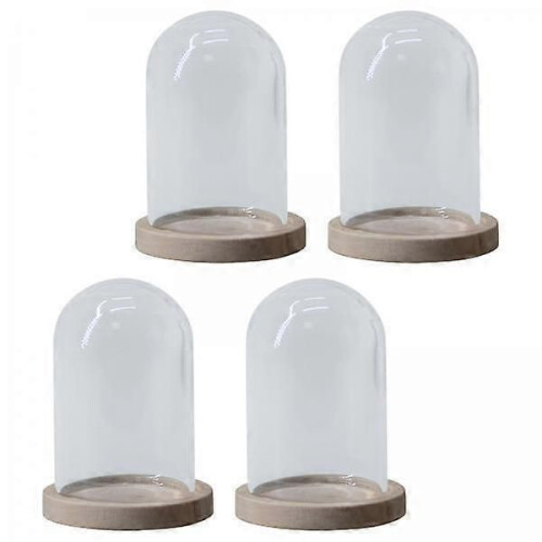 (3 Pcs)2-5pack 4Pcs Transparent Glass Cloche Dome Container W/ Lid for Decor Office