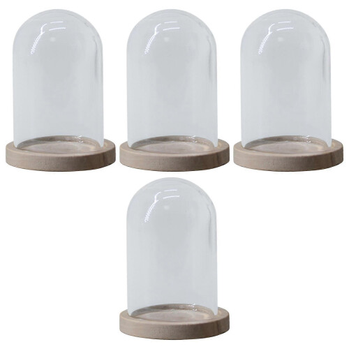 (3 Pcs)2-5pack 4Pcs Transparent Glass Cloche Dome Container W/ Lid for Decor Office 2