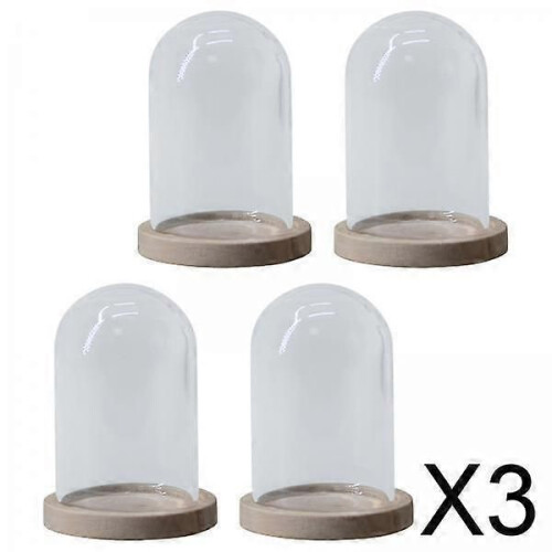 (3 Pcs)2-5pack 4Pcs Transparent Glass Cloche Dome Container W/ Lid for Decor Office 1